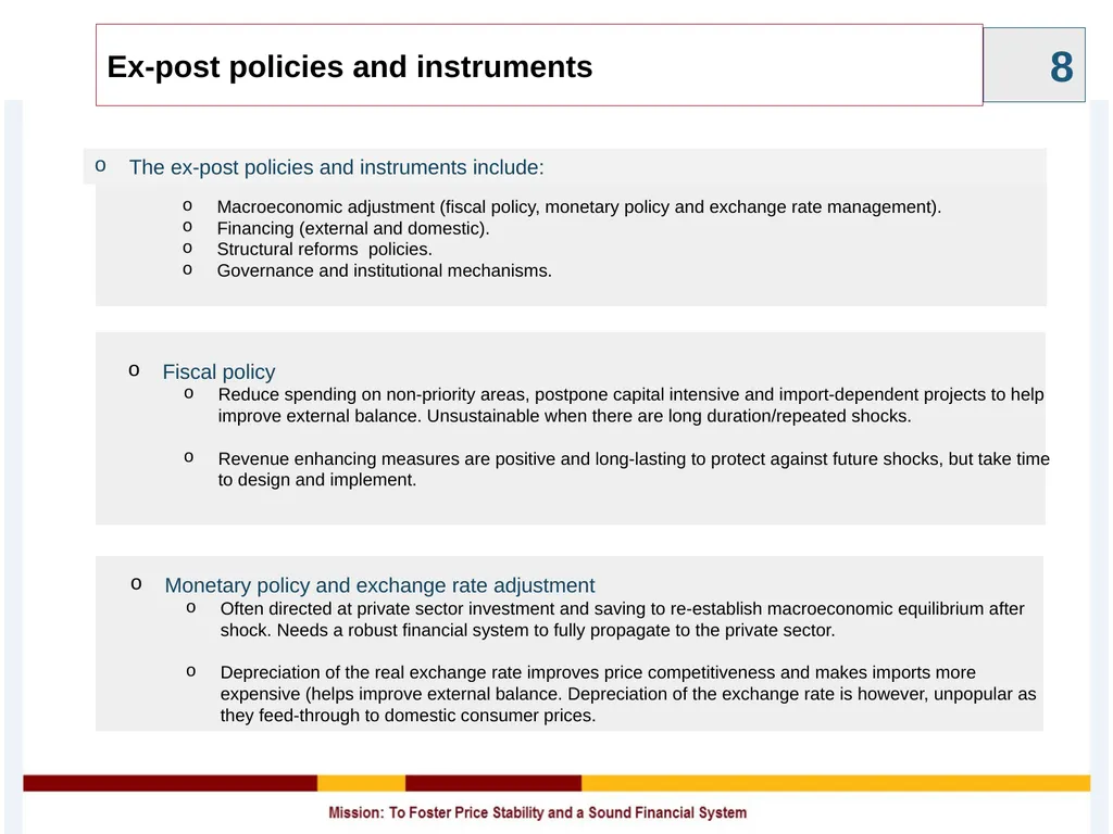 Policy Instruments to Manage Global Shocks - slide 8 of 11