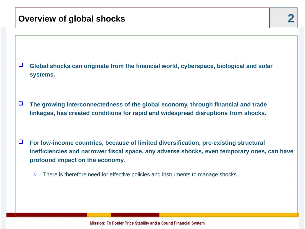 Policy Instruments to Manage Global Shocks - slide 2 of 11