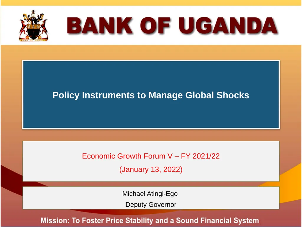Policy Instruments to Manage Global Shocks - slide 1 of 11