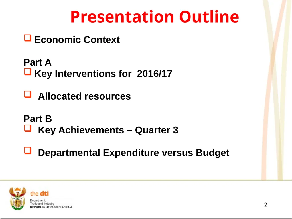 Presentation to the Portfolio Committee on Trade - slide 2 of 55