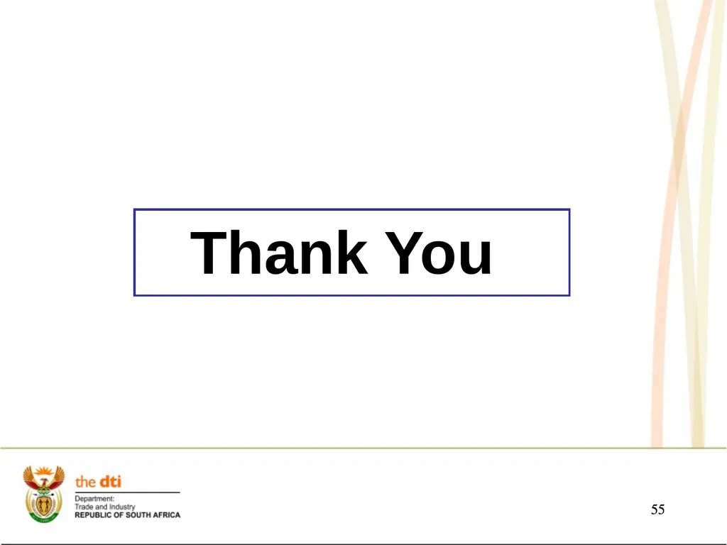 Presentation to the Portfolio Committee on Trade - slide 55 of 55