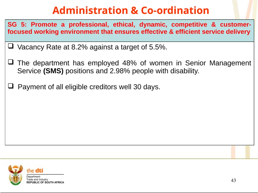Presentation to the Portfolio Committee on Trade - slide 43 of 55