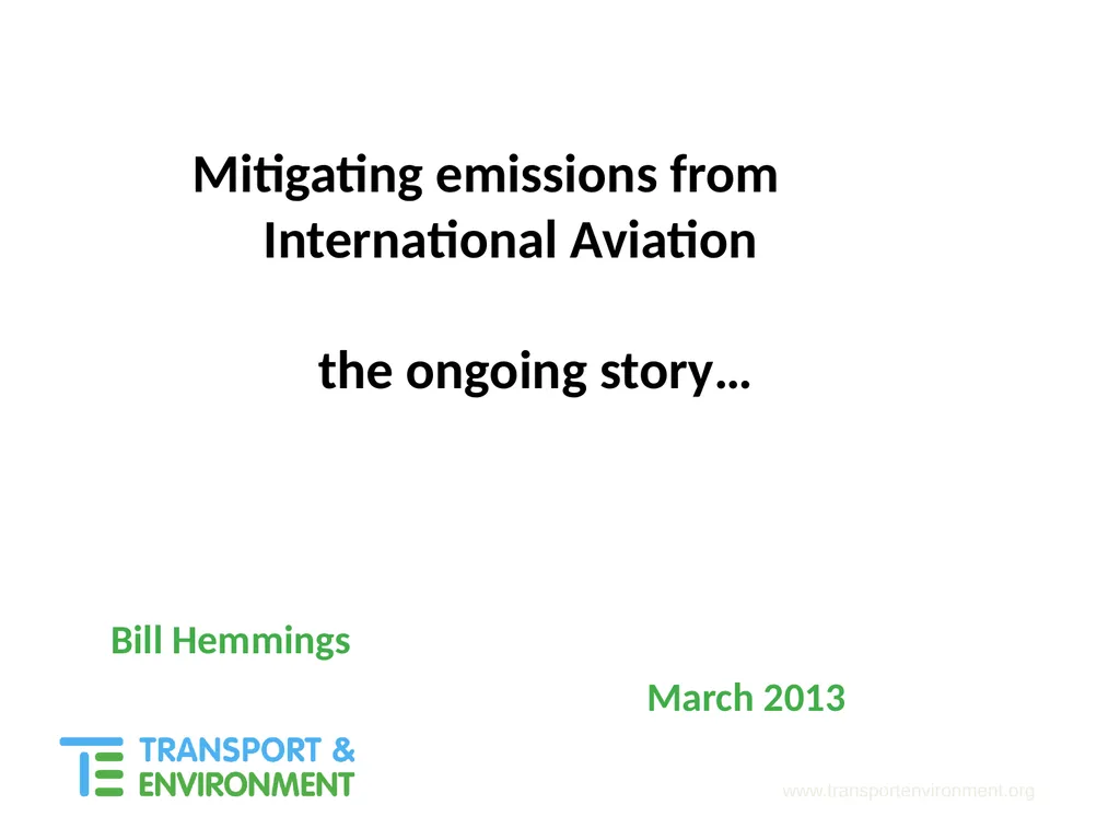 Mitigating emissions from International Aviation - slide 1 of 23