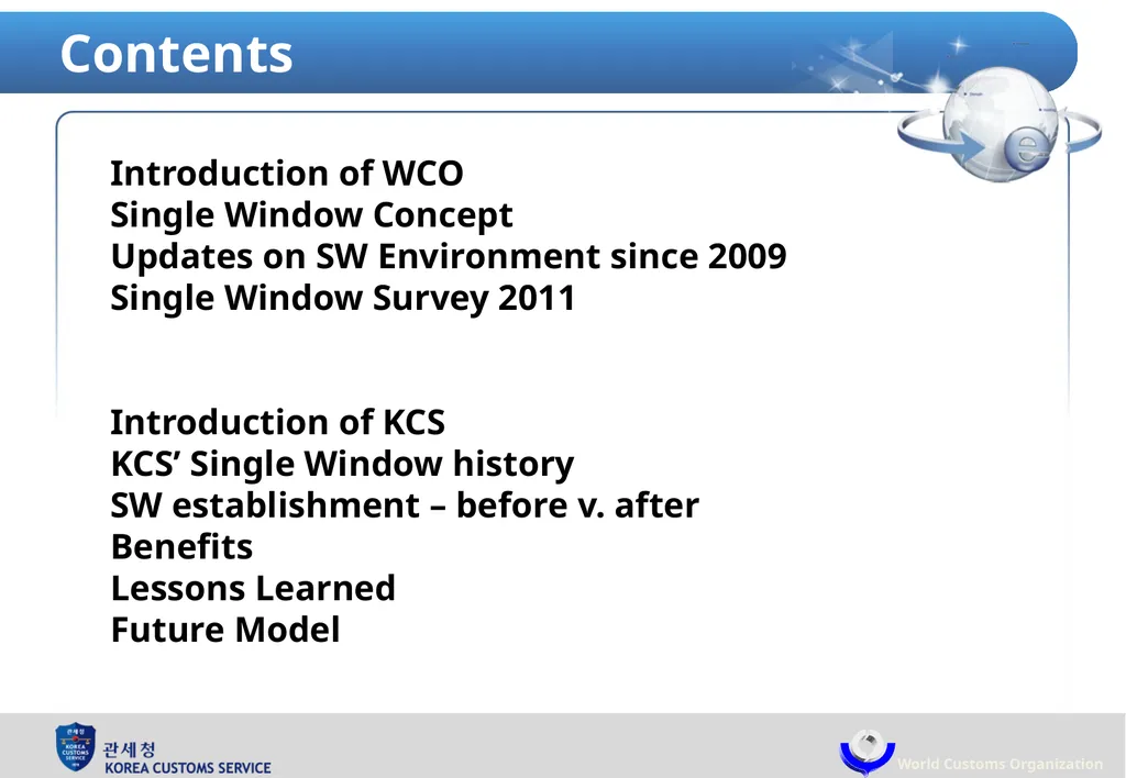 Single Window : Korea Customs Service & World - slide 2 of 18