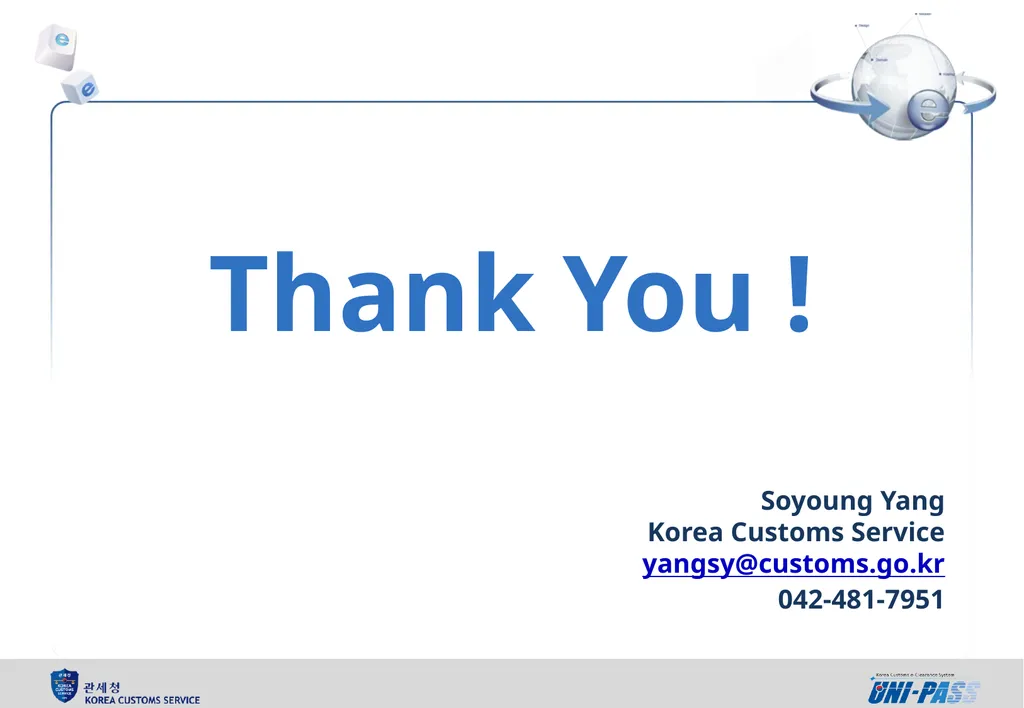 Single Window : Korea Customs Service & World - slide 18 of 18