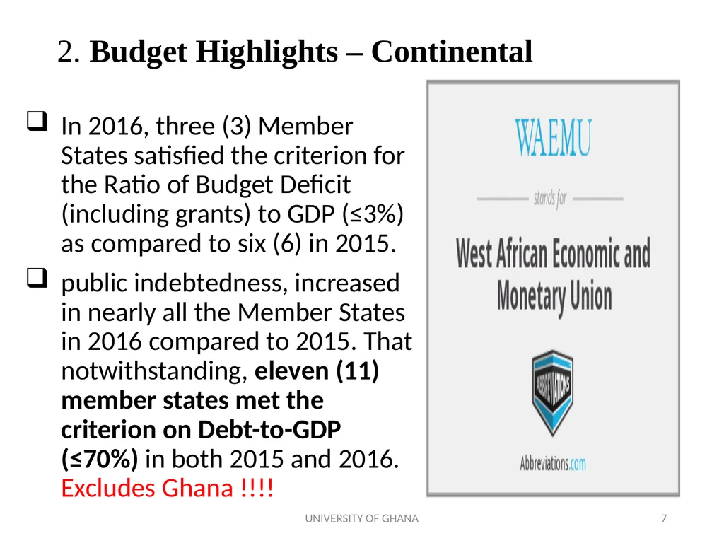 ICAG REVIEW OF THE 2018 NATIONAL BUDGET BY PROF. - slide 7 of 41