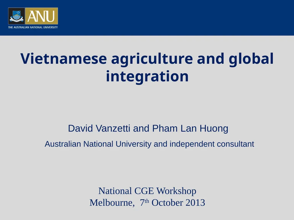Vietnamese agriculture and global integration