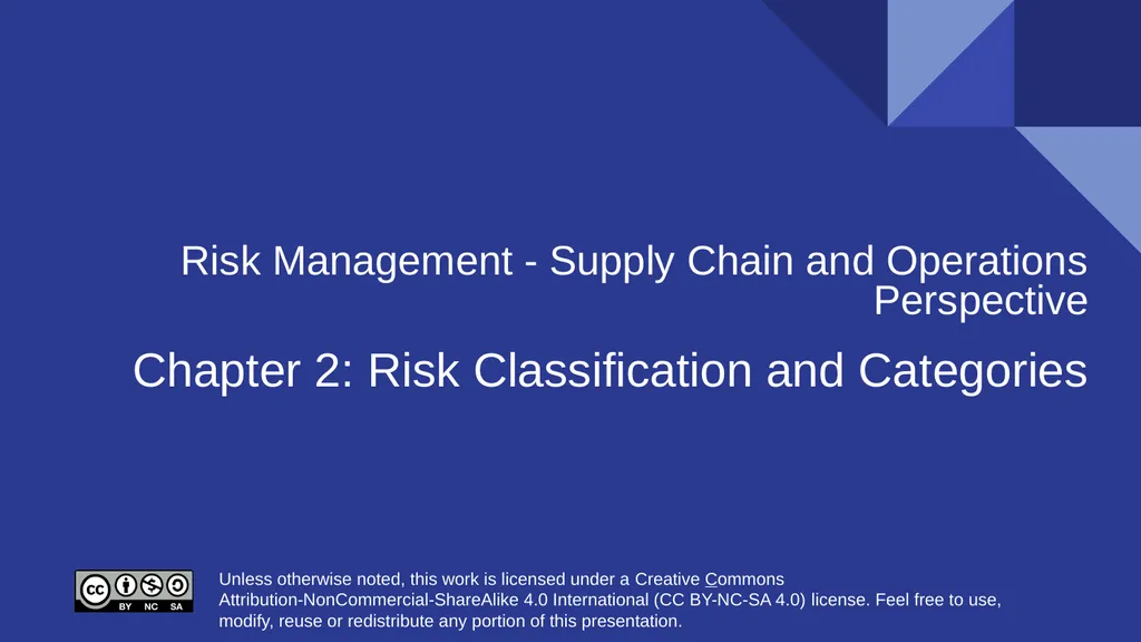 Risk Management - Supply Chain and Operations