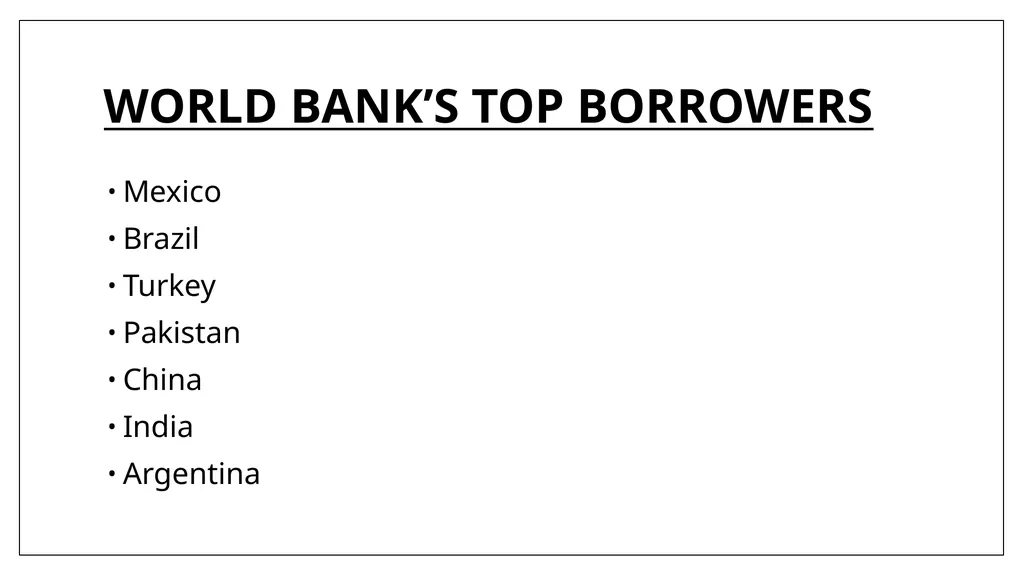 WORLD BANK INTRODUCTION The World Bank is an - slide 7 of 11