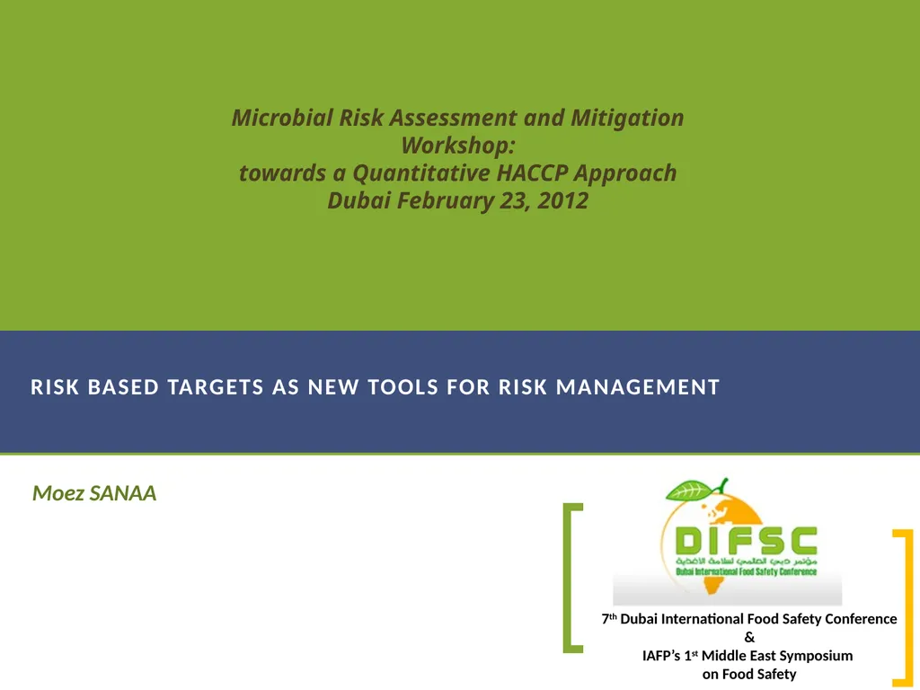 Moez SANAA Risk based targets as new tools for - slide 1 of 19