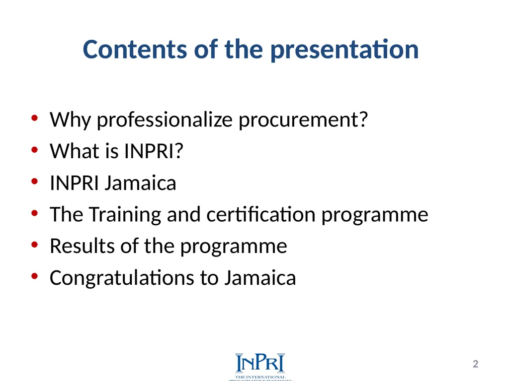 Professionalization of Public Procurement Jorge - slide 2 of 40