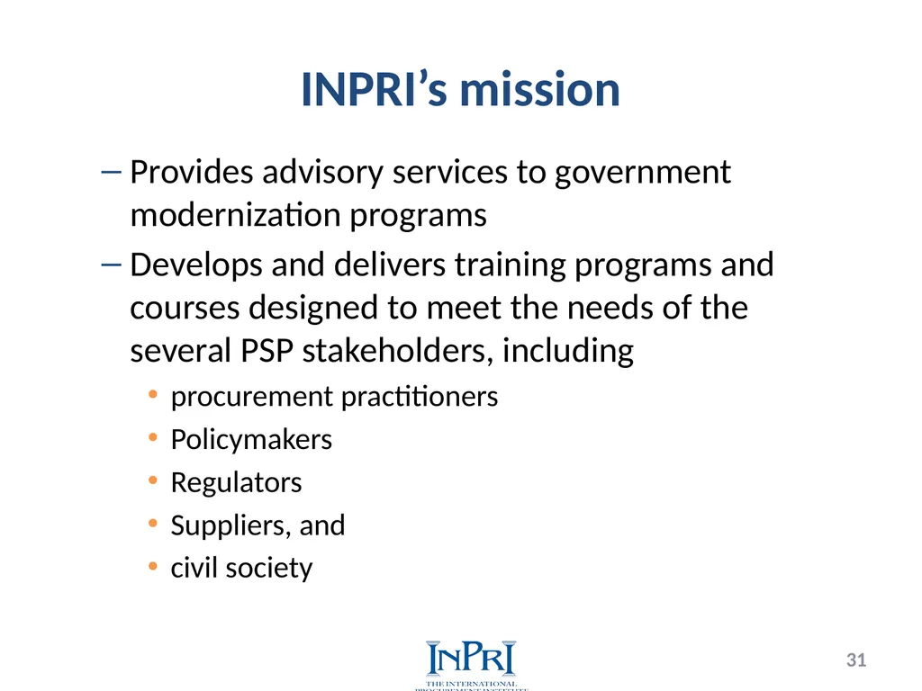 Professionalization of Public Procurement Jorge - slide 31 of 40