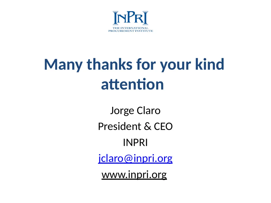 Professionalization of Public Procurement Jorge - slide 40 of 40