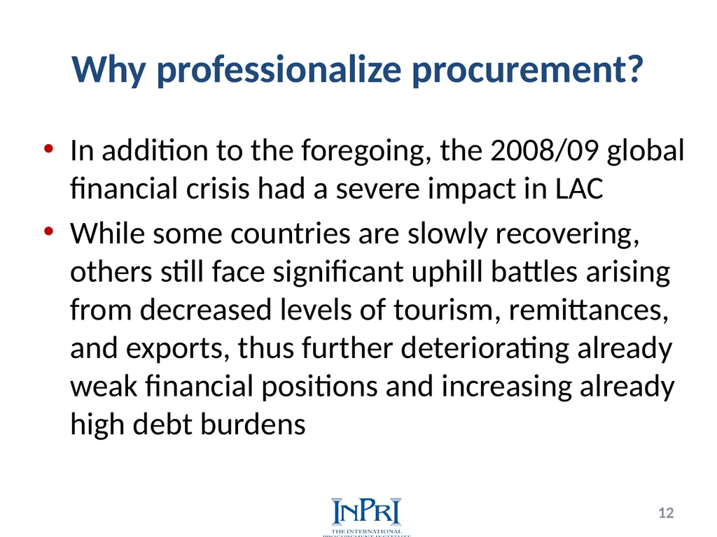 Professionalization of Public Procurement Jorge - slide 12 of 40