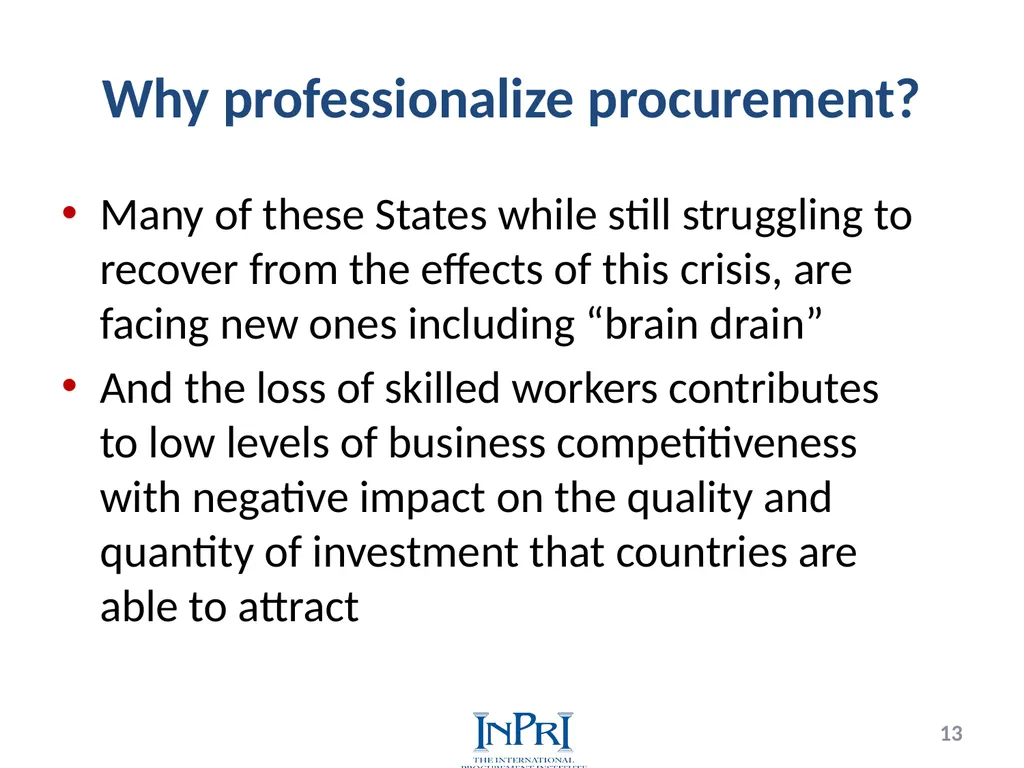 Professionalization of Public Procurement Jorge - slide 13 of 40
