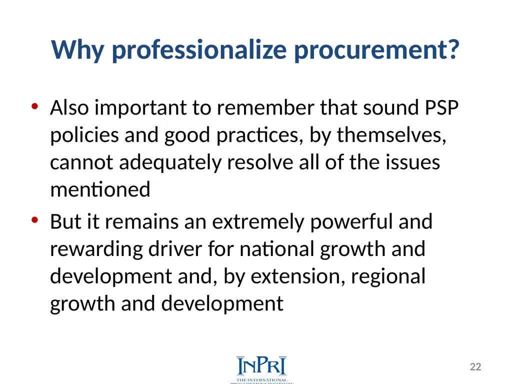Professionalization of Public Procurement Jorge - slide 22 of 40