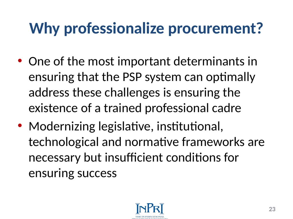 Professionalization of Public Procurement Jorge - slide 23 of 40