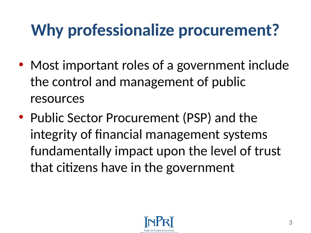 Professionalization of Public Procurement Jorge - slide 3 of 40