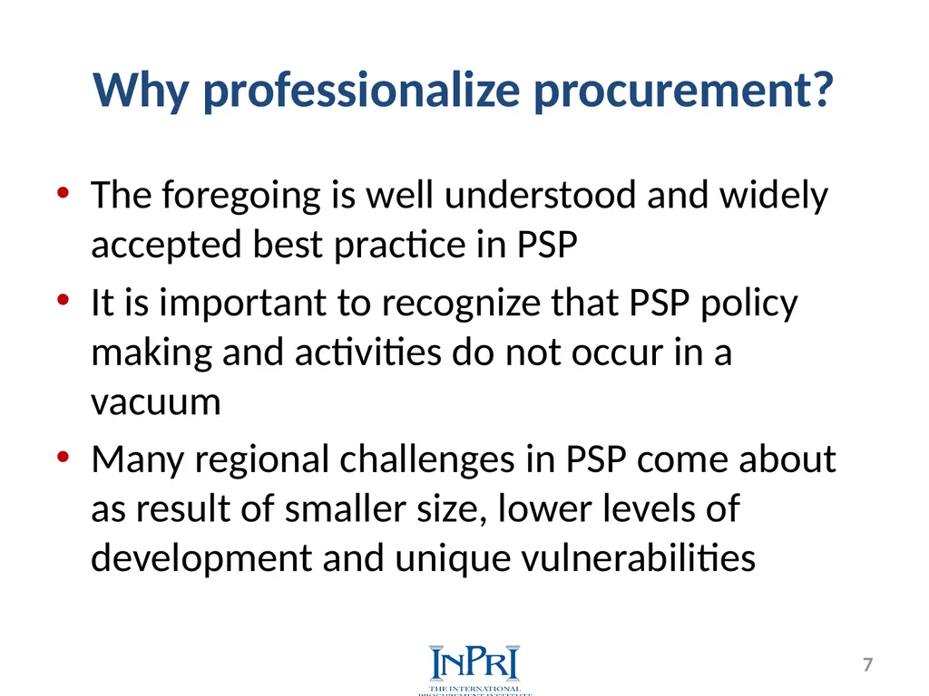 Professionalization of Public Procurement Jorge - slide 7 of 40