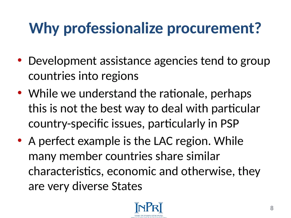 Professionalization of Public Procurement Jorge - slide 8 of 40
