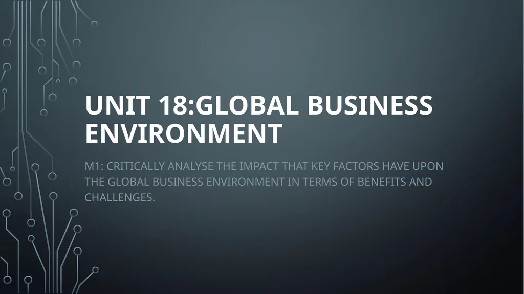 Unit 18:GLOBAL BUSINESS ENVIRONMENT Lo 1: analyse - slide 3 of 22