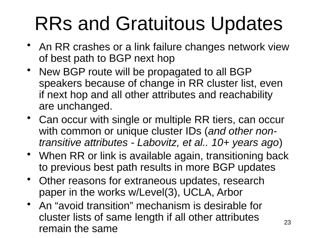 The Intra-domain BGP Scaling Problem Danny - slide 16 of 35