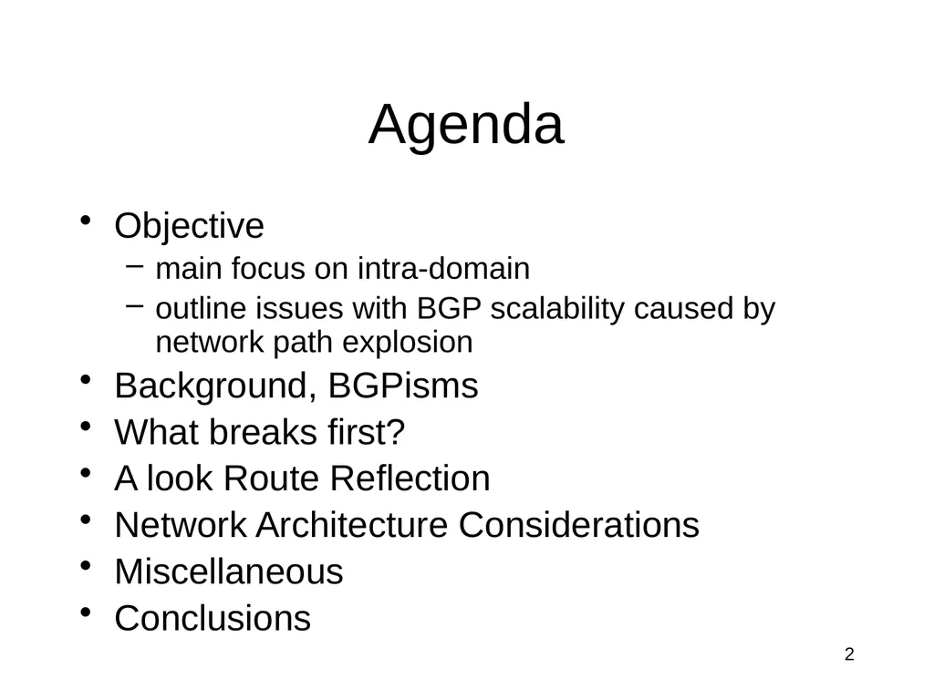 The Intra-domain BGP Scaling Problem Danny - slide 2 of 35