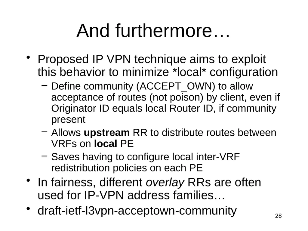 The Intra-domain BGP Scaling Problem Danny - slide 21 of 35