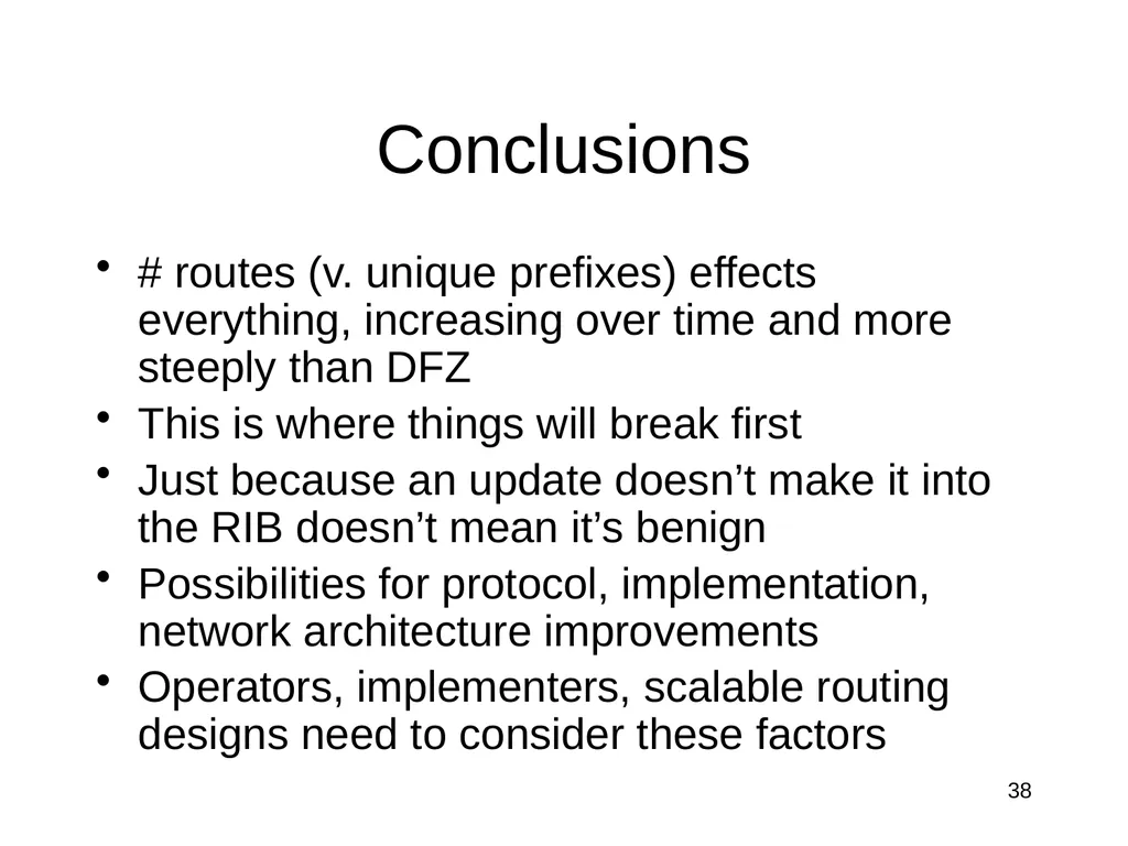 The Intra-domain BGP Scaling Problem Danny - slide 31 of 35