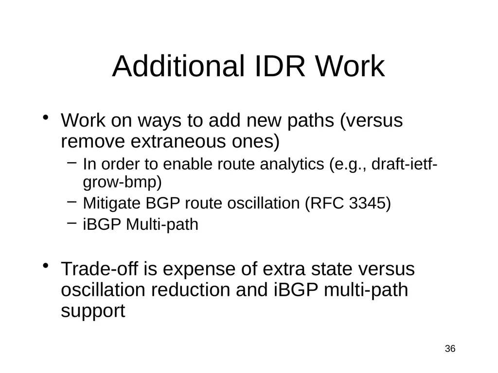 The Intra-domain BGP Scaling Problem Danny - slide 29 of 35