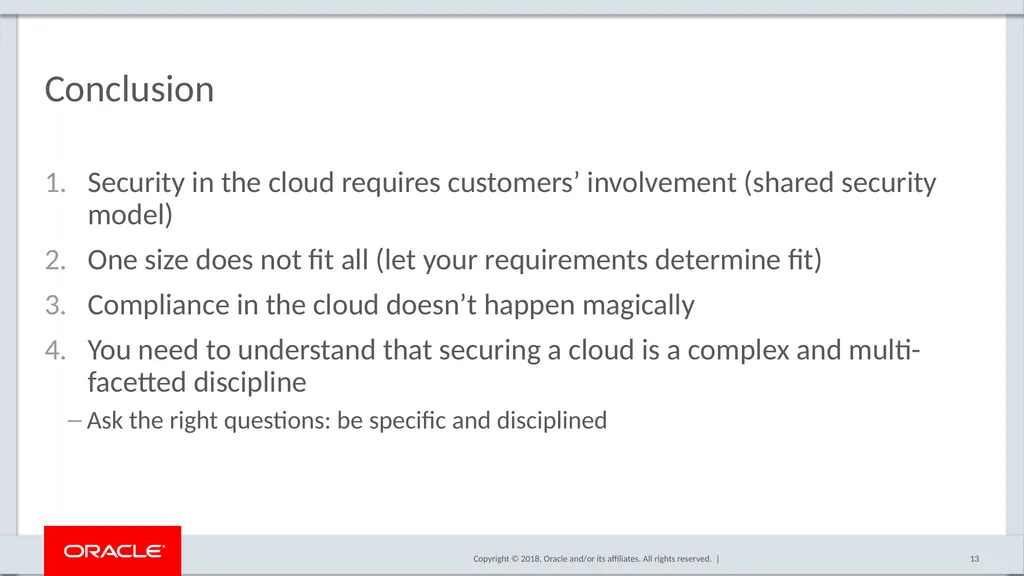 Assessing the Security of the Cloud What Should - slide 13 of 14