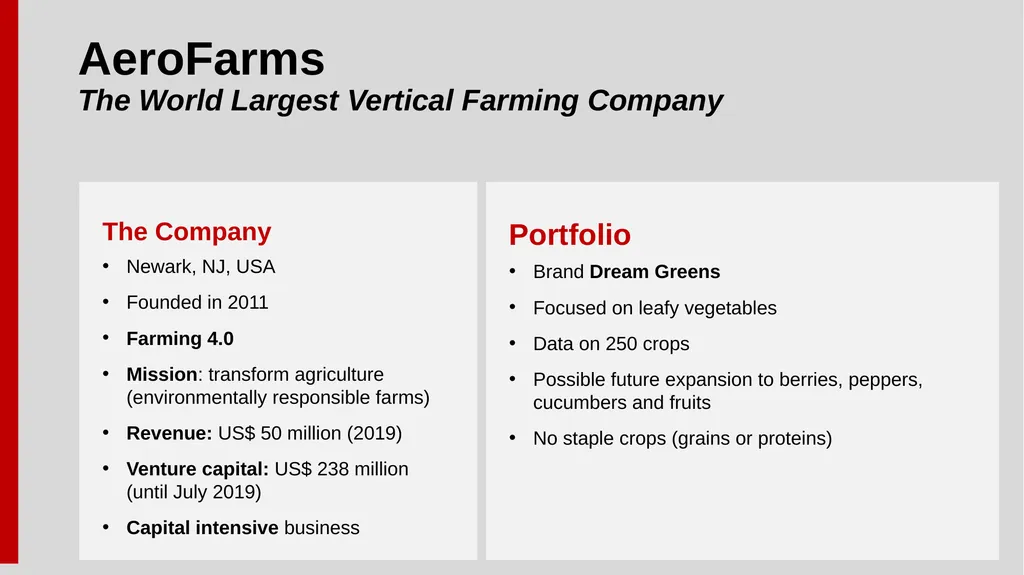 AeroFarms The World Largest Vertical Farming - slide 5 of 27