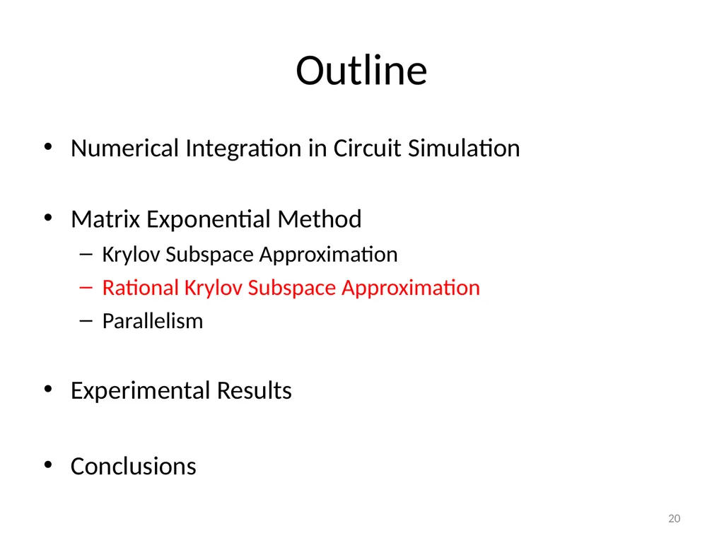 Circuit Simulation via Matrix Exponential Method - slide 20 of 65