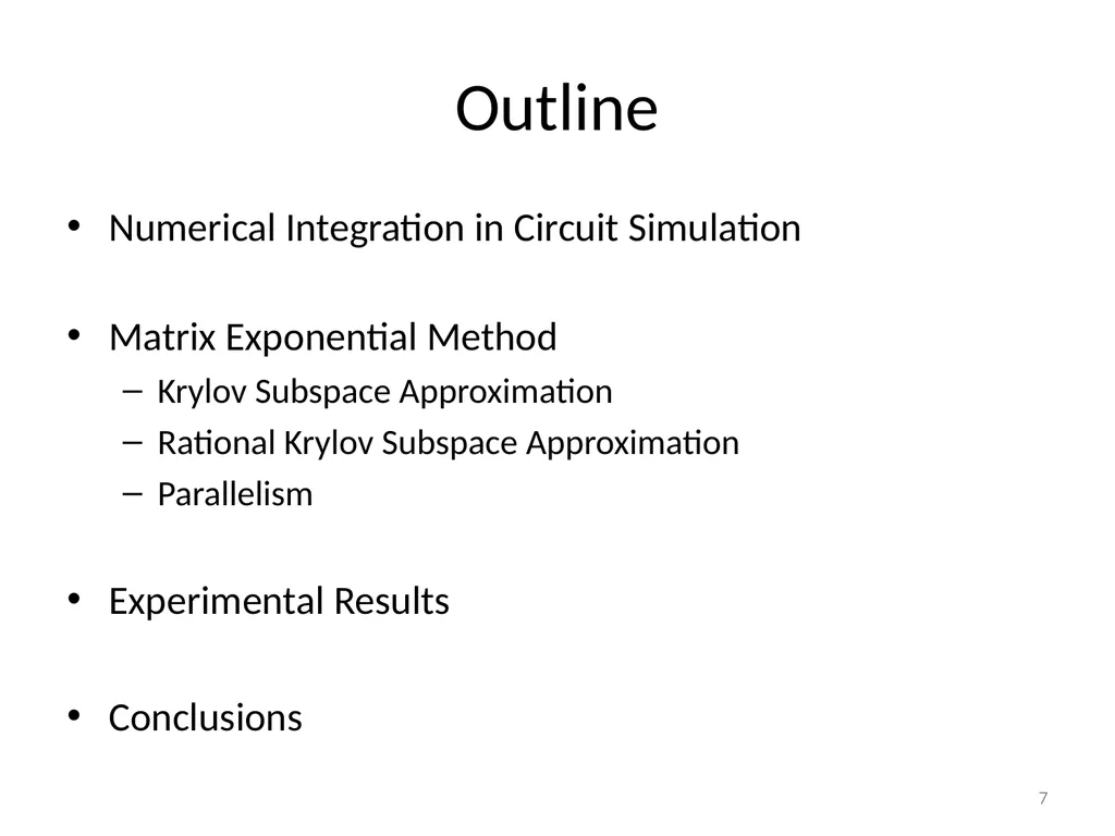 Circuit Simulation via Matrix Exponential Method - slide 7 of 65
