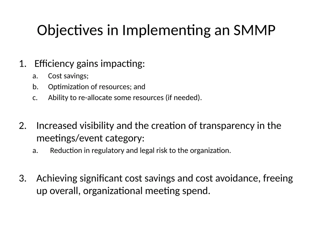 Strategic Meetings Management Program (SMMP) - slide 6 of 22