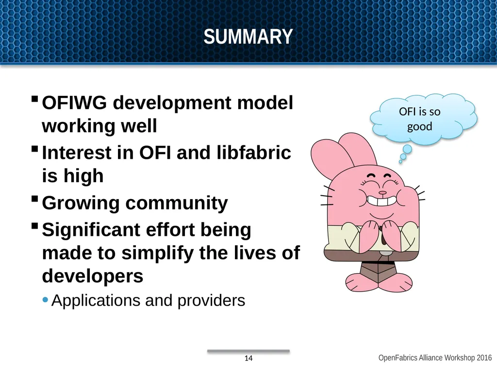 OpenFabrics Interfaces: Past, present, and future - slide 14 of 16