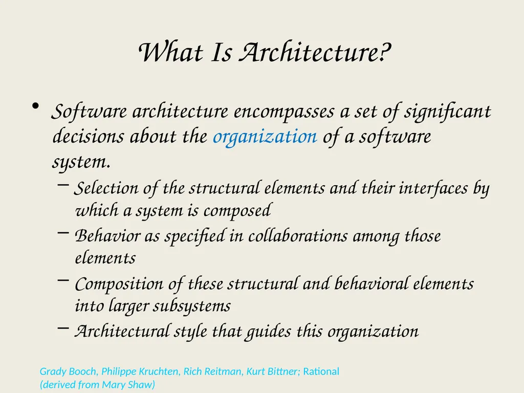 Architectural Analysis These slides are derived - slide 2 of 124