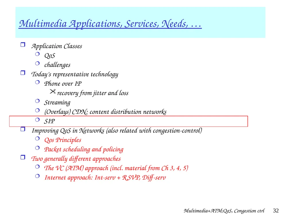 Multimedia+ATM;QoS, Congestion ctrl 1 Chapter 7 + - slide 32 of 78