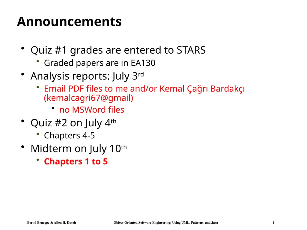 Announcements Quiz #1 grades are entered to STARS - slide 1 of 54