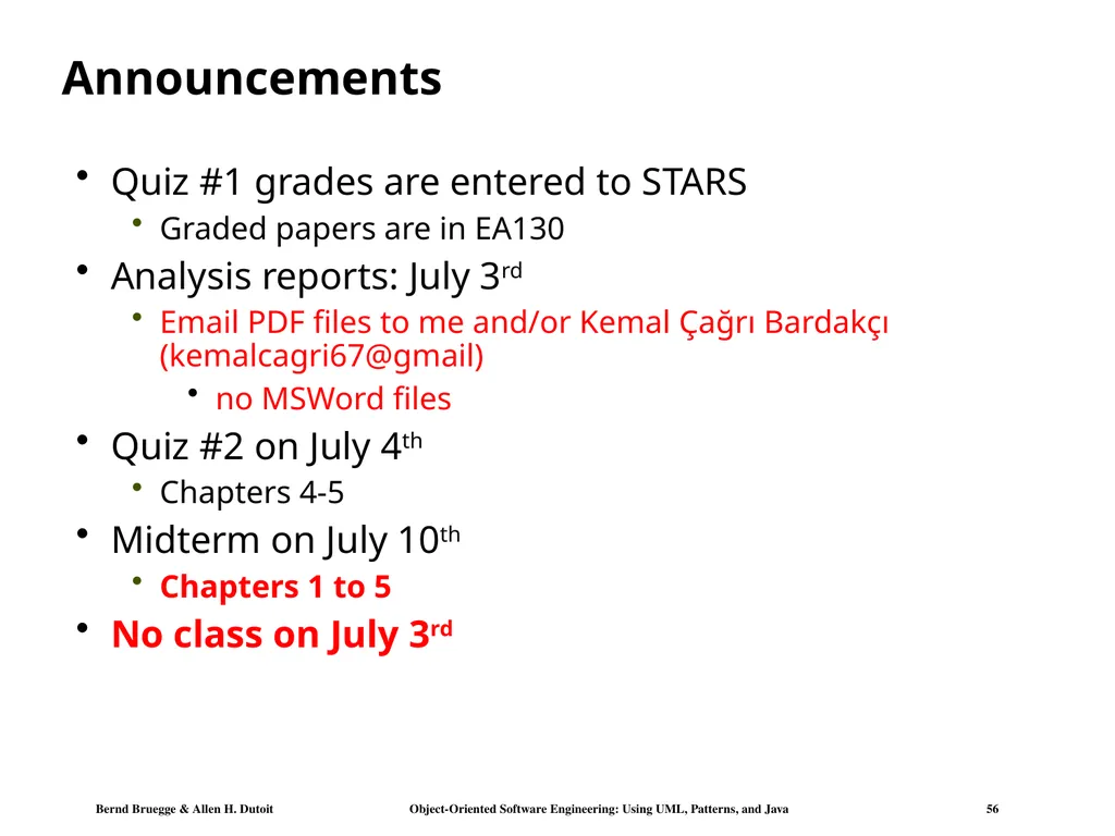Announcements Quiz #1 grades are entered to STARS - slide 54 of 54