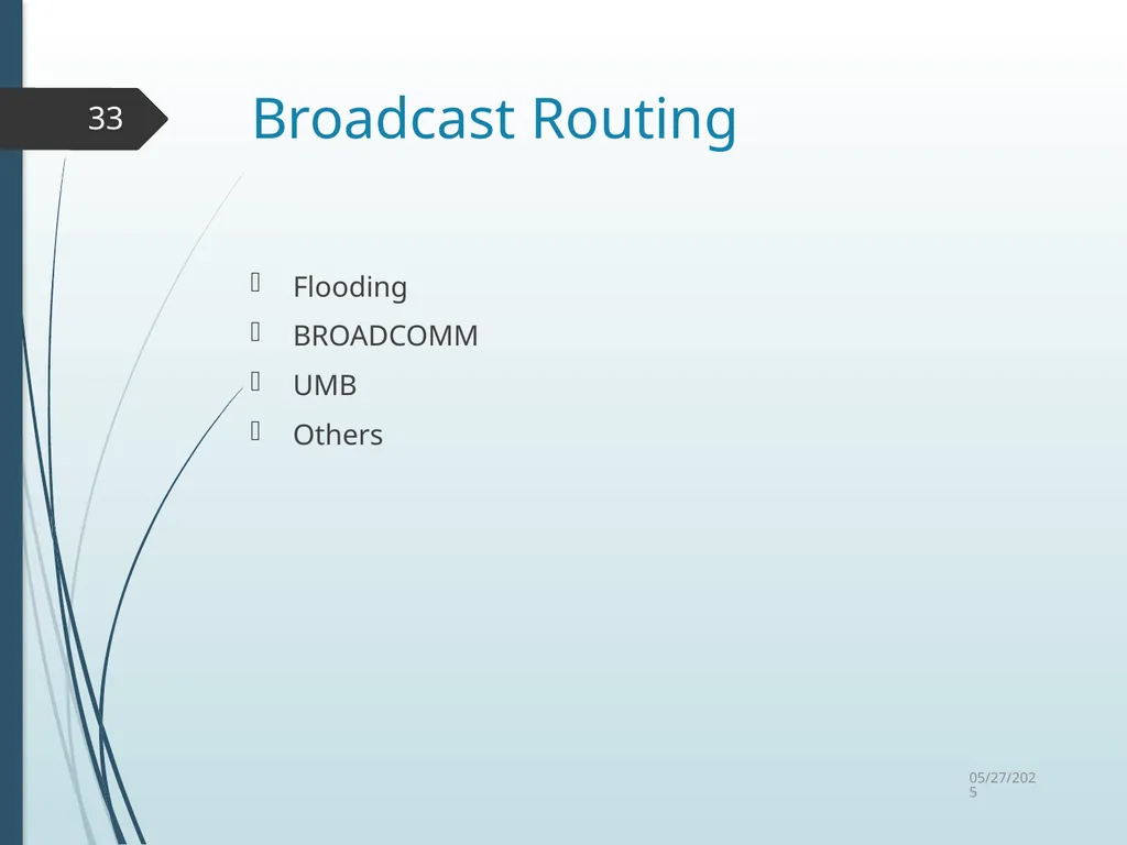 Routing in Vehicular Ad Hoc Networks: A Survey Fan - slide 33 of 51