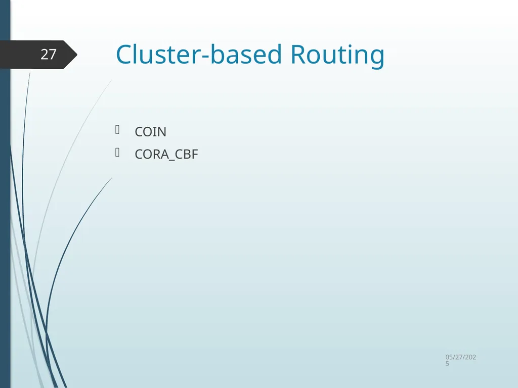 Routing in Vehicular Ad Hoc Networks: A Survey Fan - slide 27 of 51
