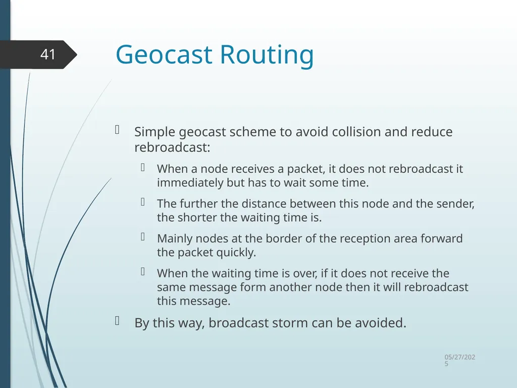 Routing in Vehicular Ad Hoc Networks: A Survey Fan - slide 41 of 51