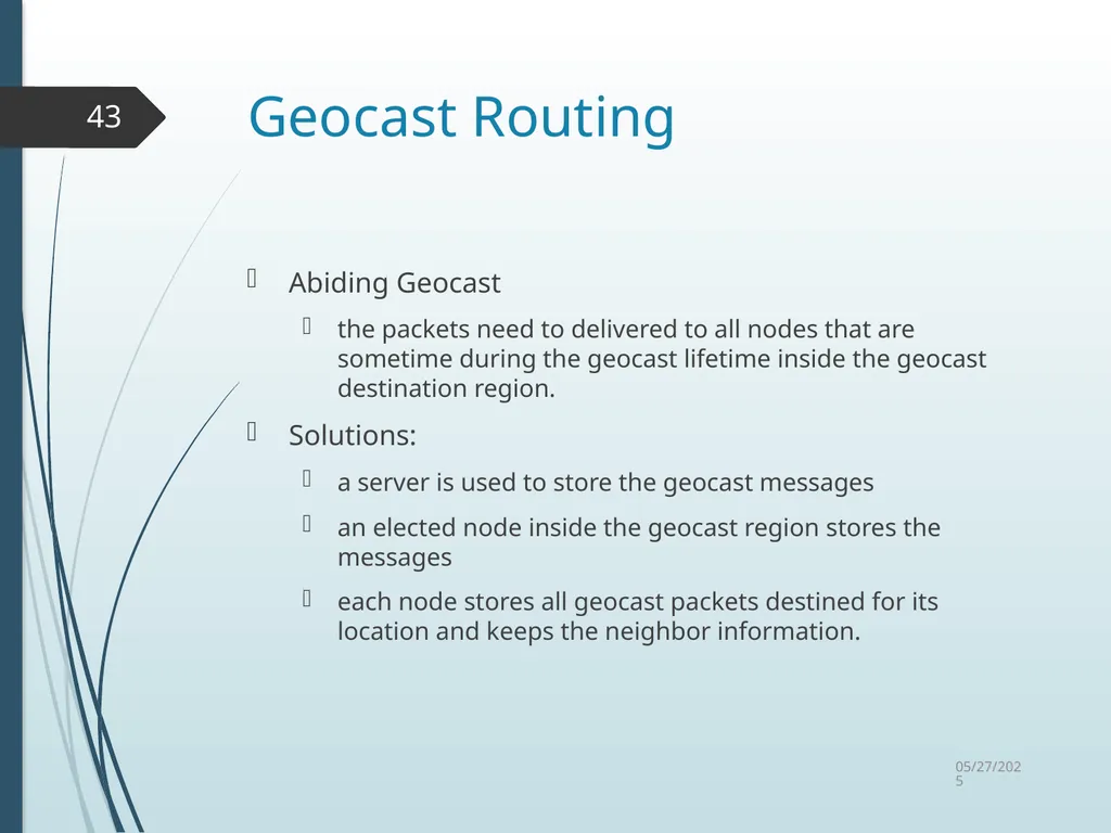 Routing in Vehicular Ad Hoc Networks: A Survey Fan - slide 43 of 51