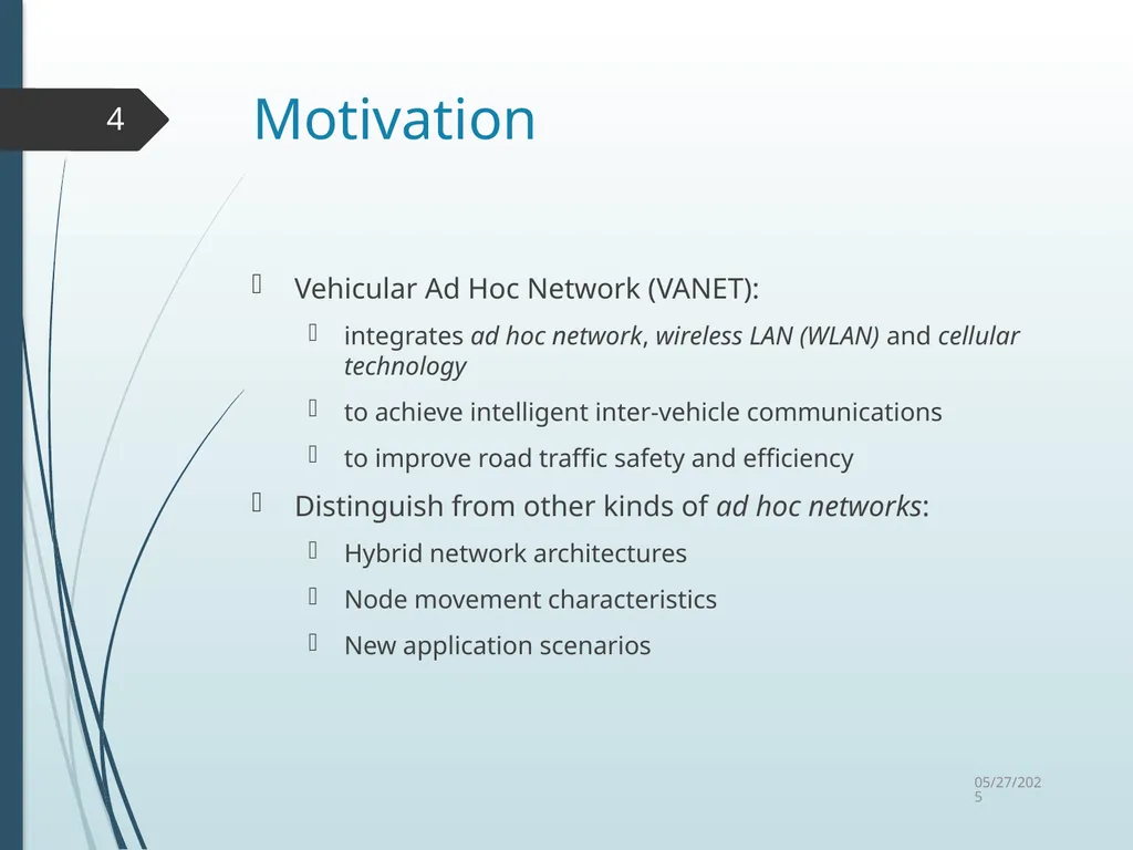 Routing in Vehicular Ad Hoc Networks: A Survey Fan - slide 4 of 51