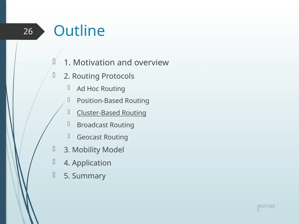Routing in Vehicular Ad Hoc Networks: A Survey Fan - slide 26 of 51