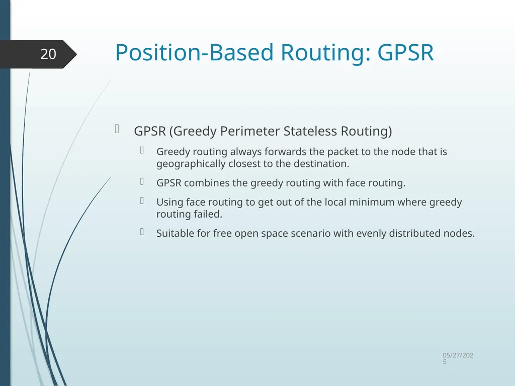 Routing in Vehicular Ad Hoc Networks: A Survey Fan - slide 20 of 51