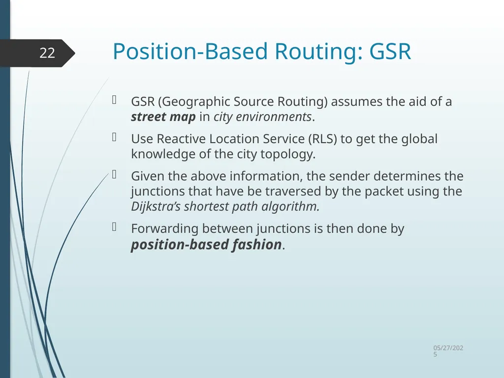 Routing in Vehicular Ad Hoc Networks: A Survey Fan - slide 22 of 51