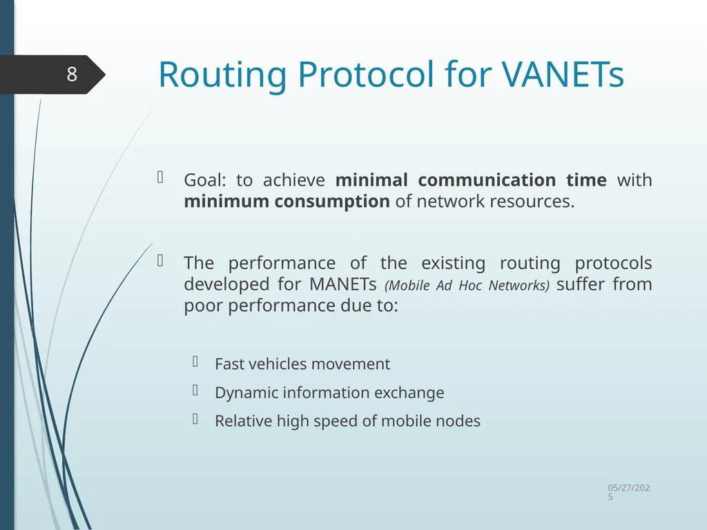 Routing in Vehicular Ad Hoc Networks: A Survey Fan - slide 8 of 51