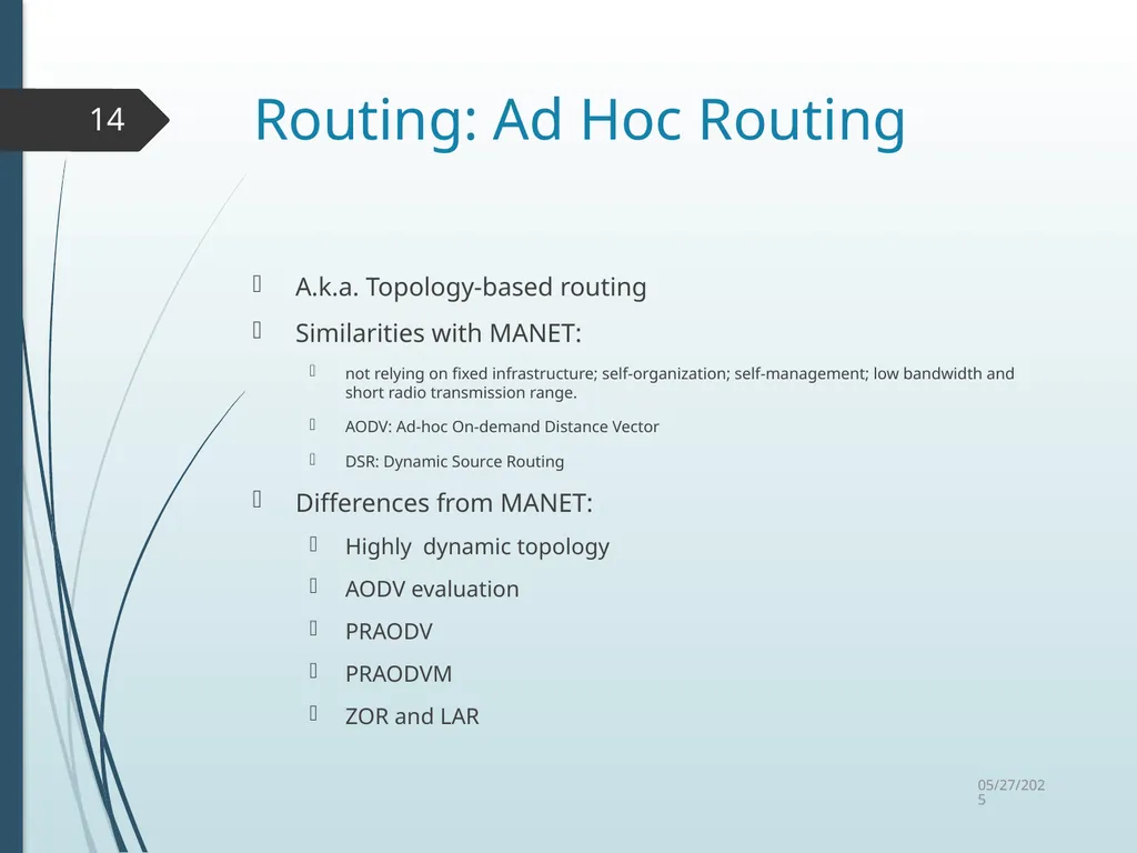 Routing in Vehicular Ad Hoc Networks: A Survey Fan - slide 14 of 51